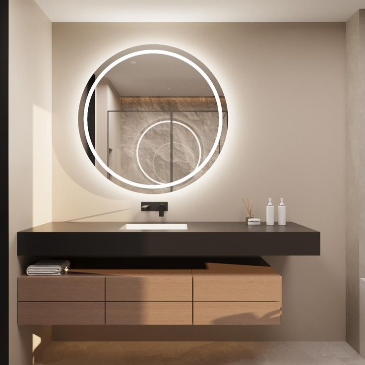 70x70 cm Oval LED Işıklı Dekoratif Ayna – Modern Tasarım
